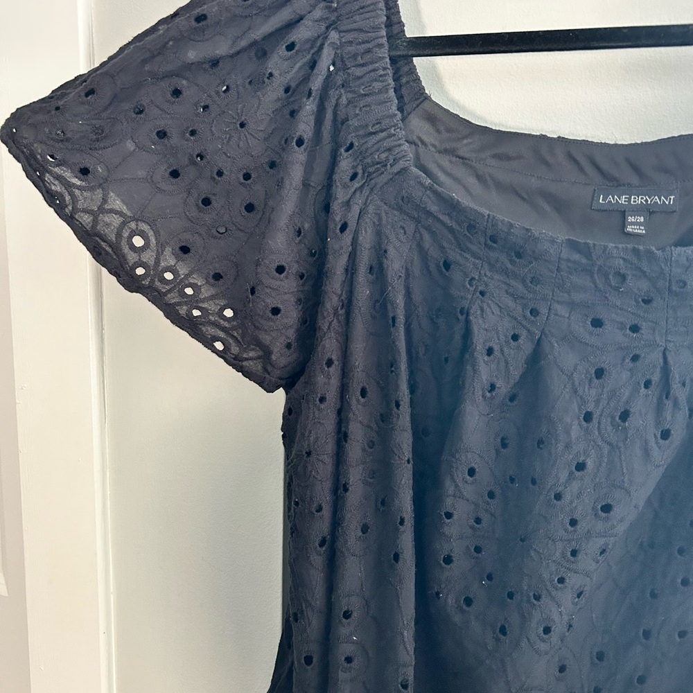 Lane Bryant Black Eyelet Flutter Sleeve Dress